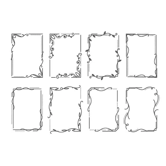 calligraphic ornamental frame set 1 نارنجی-گل-قاب-وکتور-تصویر زیبا
