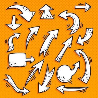 مجموعه پیکان و فلش های حرکتی در جهات مختلف