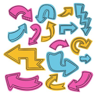 ست فلش های کارتونی در جهات مختلف چرخشی چپ پایین بالا راست