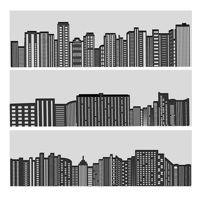 city buildings silhouettes grey 1 شهری-سیاه-سیلوئت-با رفلکس