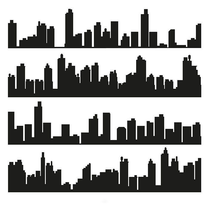 city skylines 1 شهری-سیاه-سیلوئت-با رفلکس