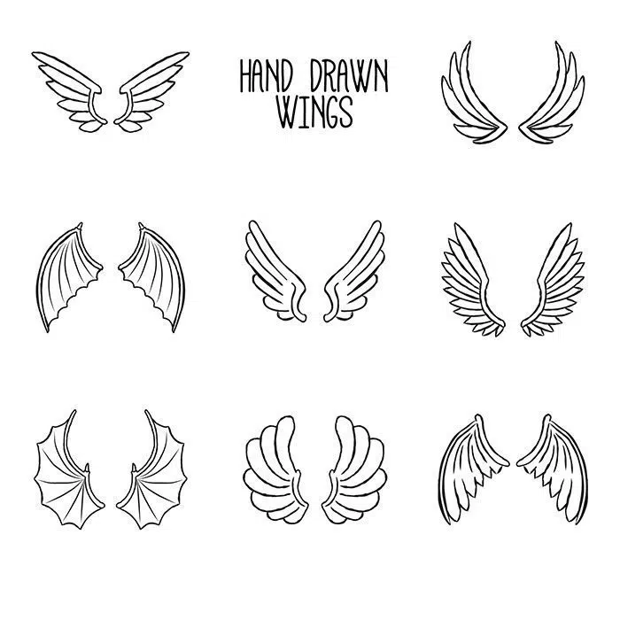 collection hand drawn wings 1 مجموعه-سفید-پیکان