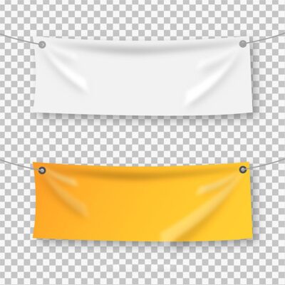 طرح با کیفیت واقع گرایانه بنر آویز تبلیغاتی