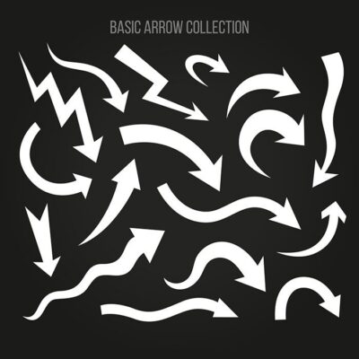 ست وکتور فلش و پیکان های مختلف در جهات گوناگون