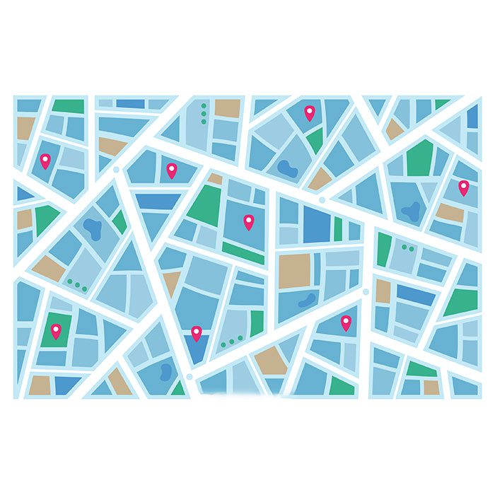 colored city map indicating street routes 1 مجموعه هندسی-الماس