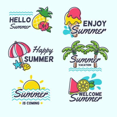 ست وکتور مجموعه نشان های تابستانی