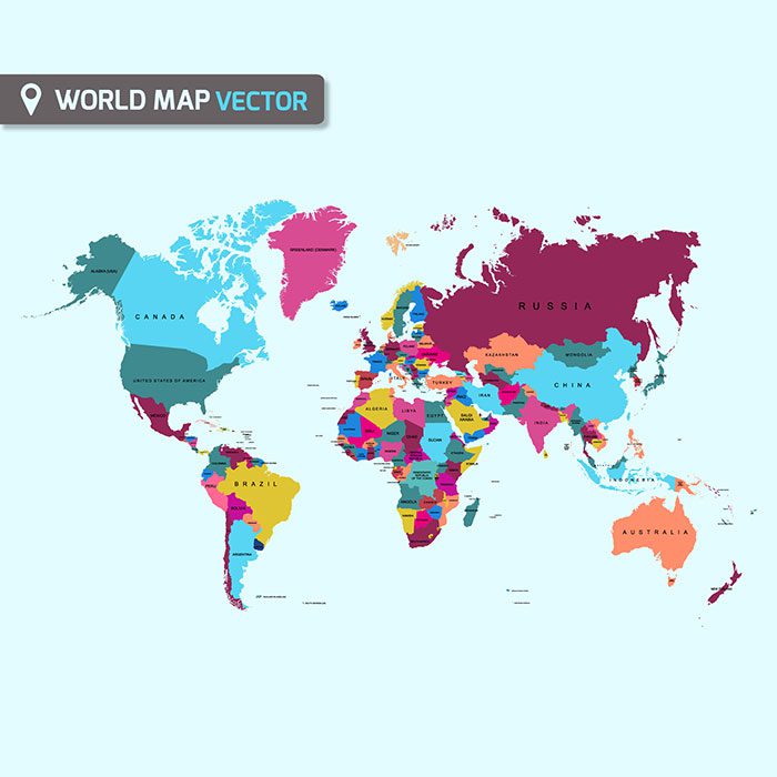 colorful world map 1 نقشه جهان رنگارنگ