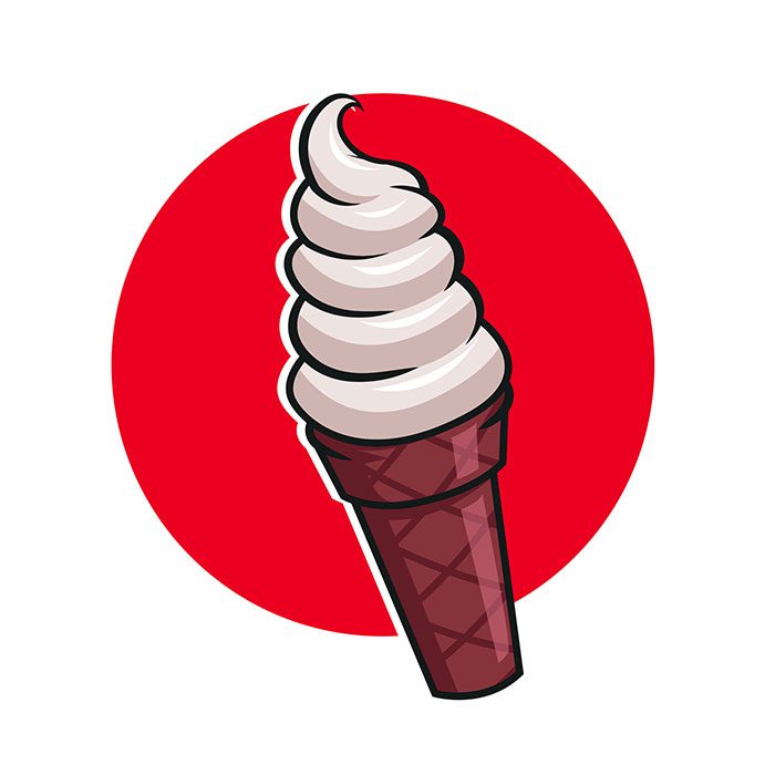 cone ice cream icon shiny flat classic shape 1 1 براق-قرمز-روبان-سفید-پس زمینه-با-کپی-فضا