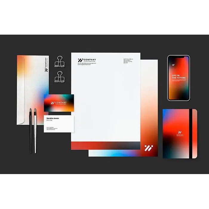 corporate stationery set mockup psd gradient modern style 1 مجموعه لوازم التحریر شرکتی-موکاپ-psd-gradient-modern-style