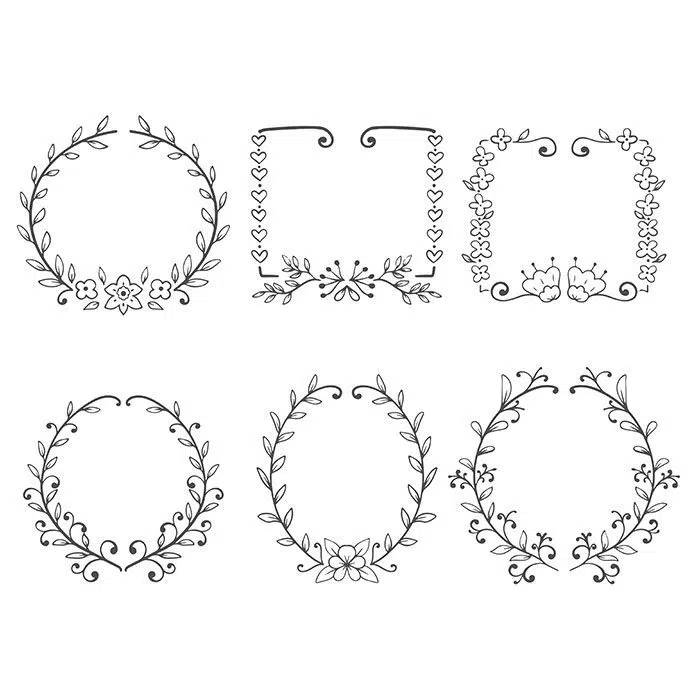 decorative frame with floral ornament 3 1 مجموعه طرح مسطح سیاره