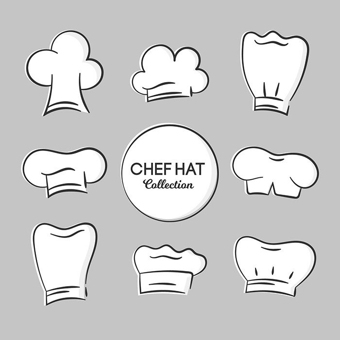 decorative hand drawn chef hats 1 کلکسیون-کلاه-آشپز-کشیده-دست