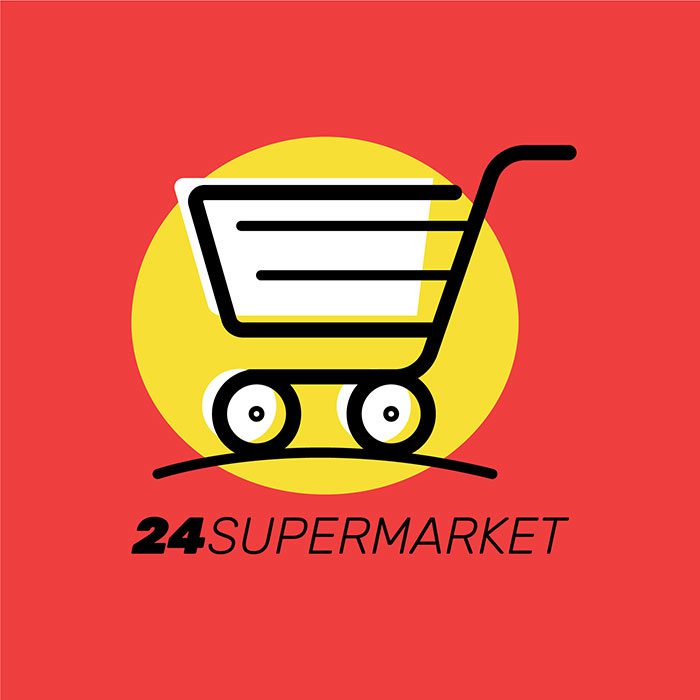 design with cart supermarket logo 1 پس زمینه سیاه و سفید با فوکوس نقطه نور