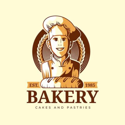 طرح وکتور سر آشپز نان حجیم و نان فانتزی