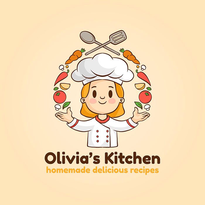 detailed woman chef logo 1 طراحی مسطح-آشپز-آرم-الگو