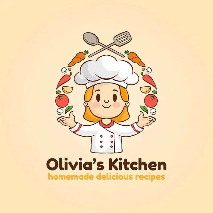 آرم و لوگو سر آشپز خانم رستوران 1 detailed woman chef logo 1 آرم-آشپز-زن-مشخصات