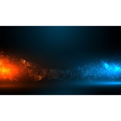 پس زمینه با موضوع فناوری اطلاعات با جلوه های نوری آبی و نارنجی