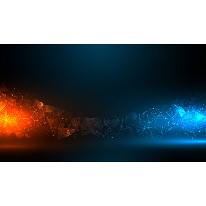 digital technology background with blue orange light effect 1 مفهوم طراحی وب مدرن با طراحی مسطح