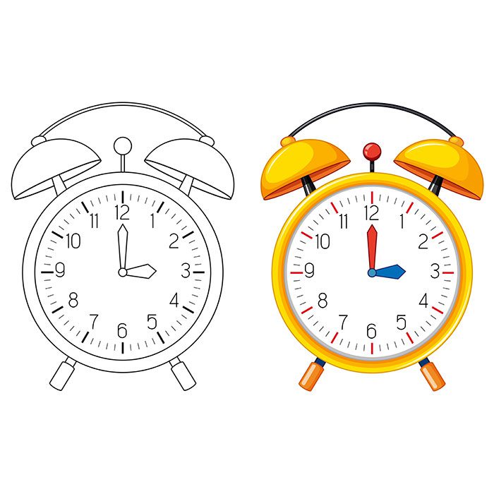 doodle object alarm clock 1 عکس بال مرغ خام - سطح سفید چوبی