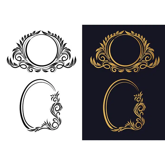 elegant creative floral frame set design 1 نارنجی-گل-قاب-وکتور-تصویر زیبا