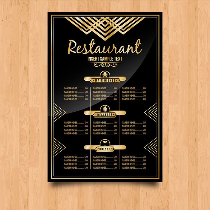exclusive menu template with golden style 1 قالب-منو-انحصاری-با-سبک-طلایی
