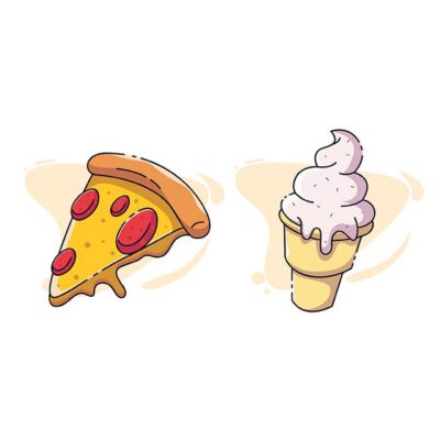 طرح وکتور فست فود پیتزا بستنی