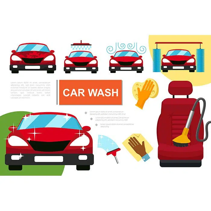 flat car washing service composition 1 خطی-تخت-بستنی-برچسب-مجموعه_3