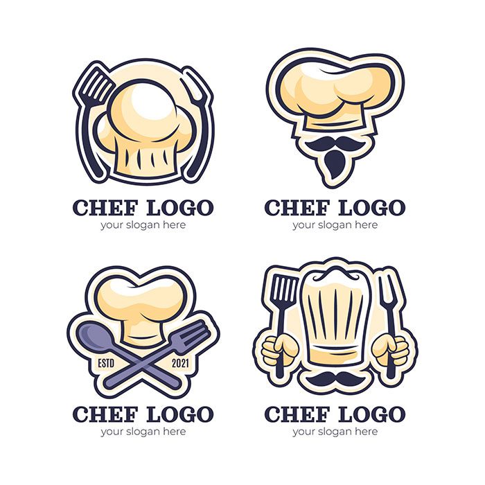 flat chef logo collection 1 طلایی-حلقه-عروسی-سبک واقع گرایانه