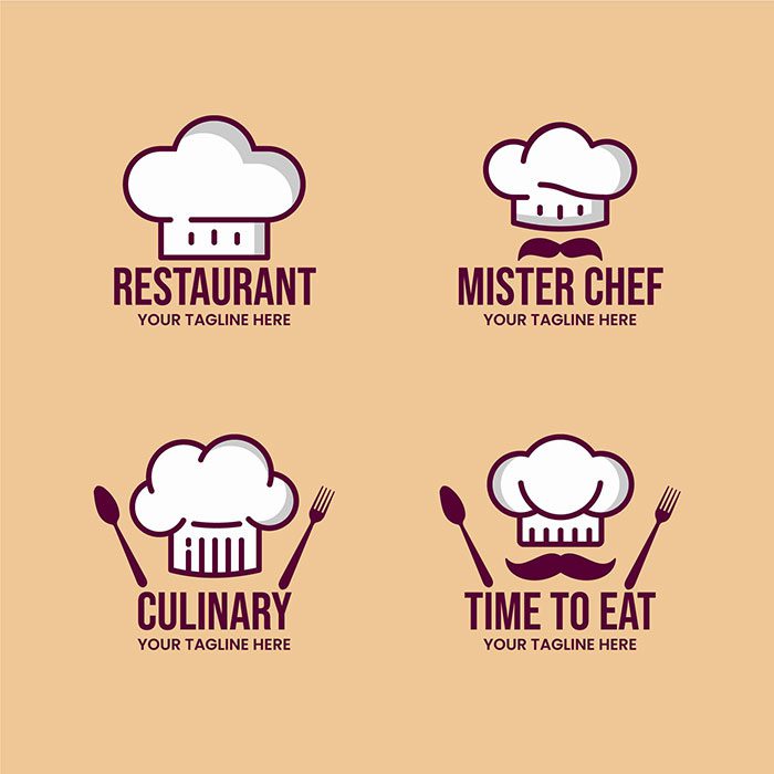 flat chef logo template 1 مجموعه نشان-تابستانی-رنگارنگ-دستی