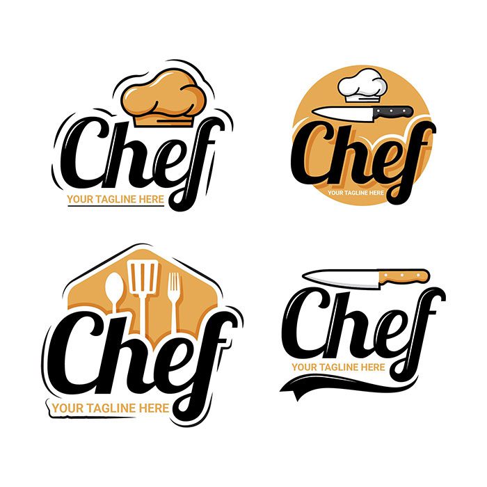 flat chef logo template collection 2 1 آیکون سه بعدی کالکشن دست زدن