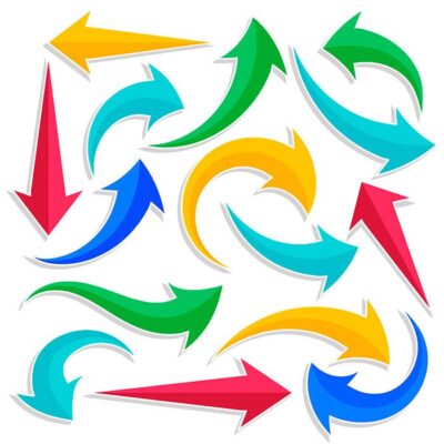 مجموعه و کالکشن فلش های رنگی در جهات مختلف