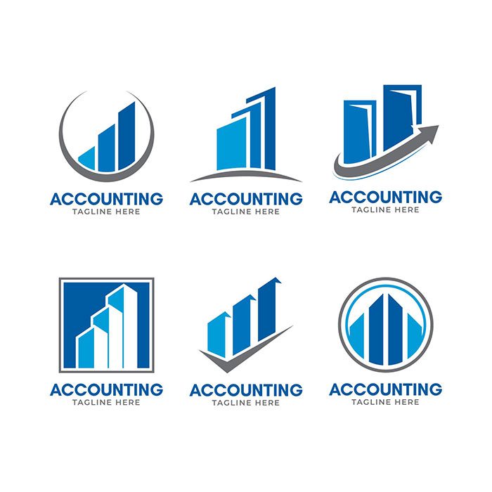 flat design business accounting logo template 1 شهری-سیاه-سیلوئت-با رفلکس
