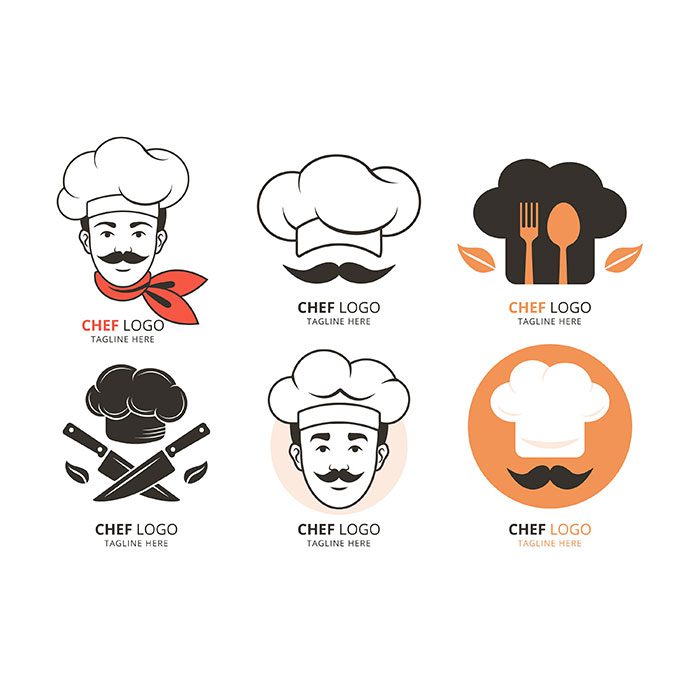 flat design chef logo templates 1 فلت-طراحی-فلش-مجموعه-رنگارنگ