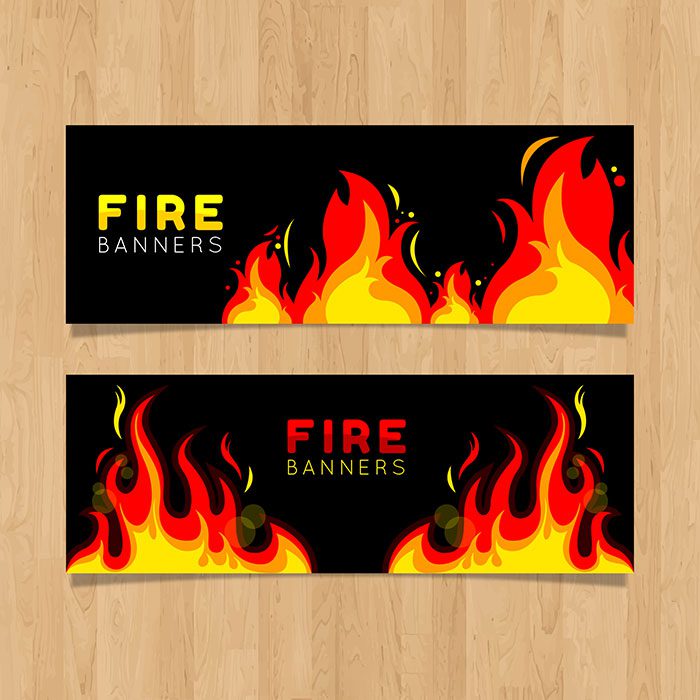 flat design fire banner 4 1 آیکون طرح اولیه