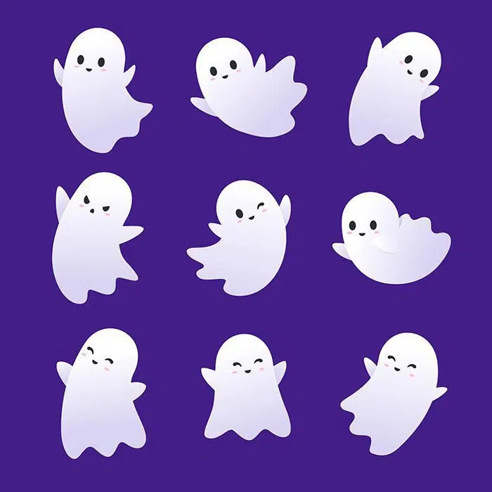 flat design halloween ghosts collection 1 مجموعه طرح مسطح سیاره