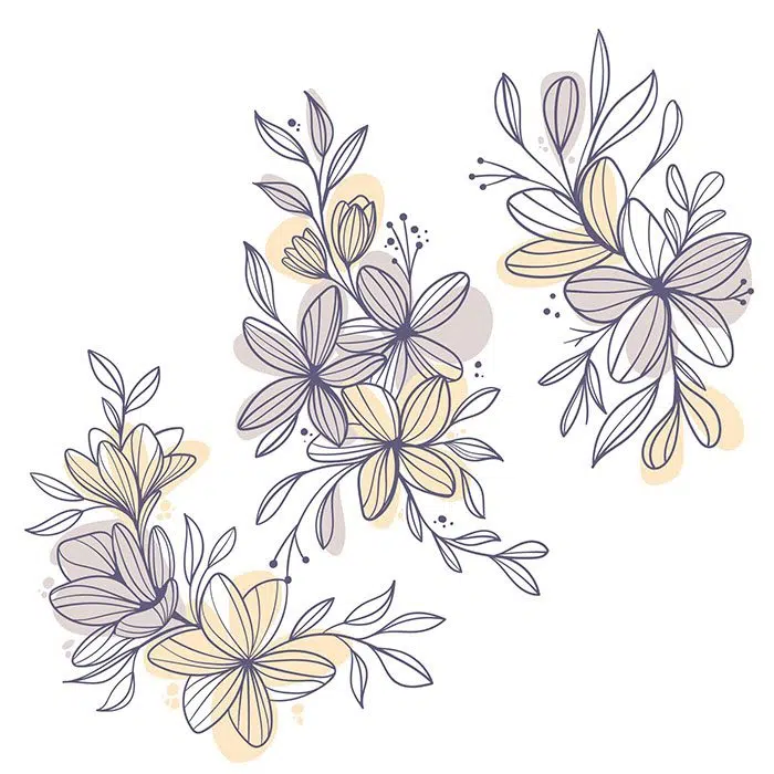 flat design linear leaves flowers 1 مجموعه طرح مسطح سیاره