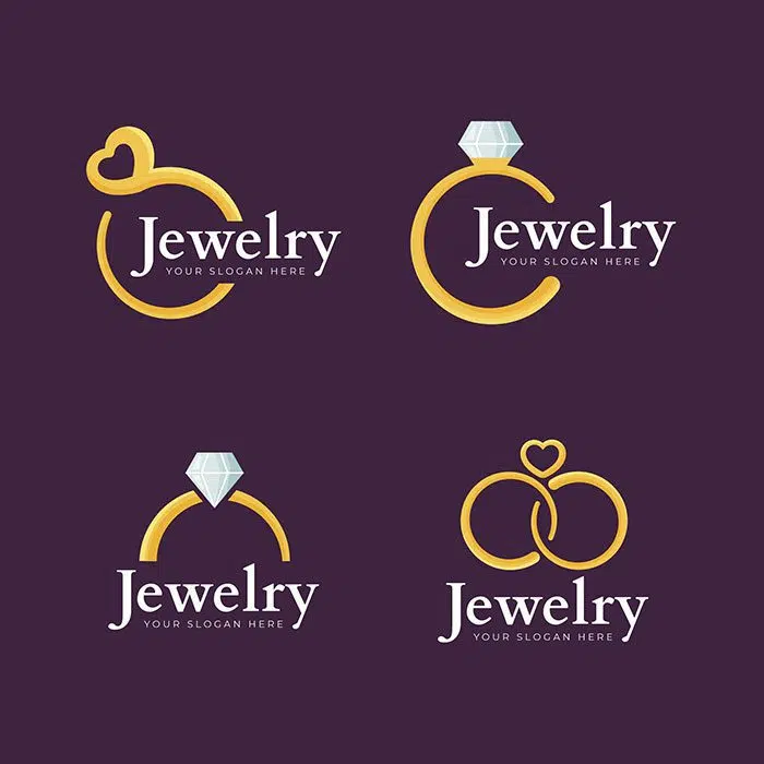 ست 4 تایی از لوگو و آرم جواهری و طلافروشی 1 flat design ring logo collection 1 مجموعه آرم-حلقه-طراحی مسطح