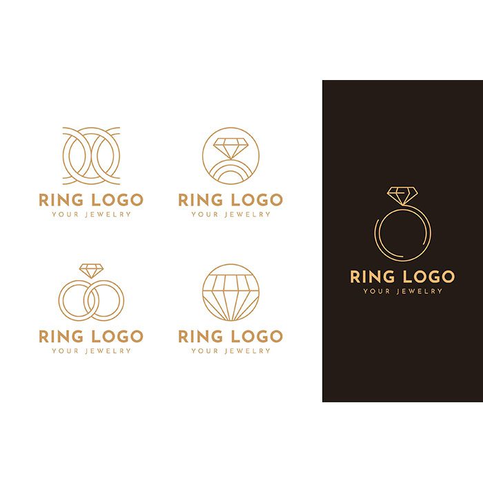flat ring logo template collection 2 1 طلایی-حلقه-عروسی-سبک واقع گرایانه