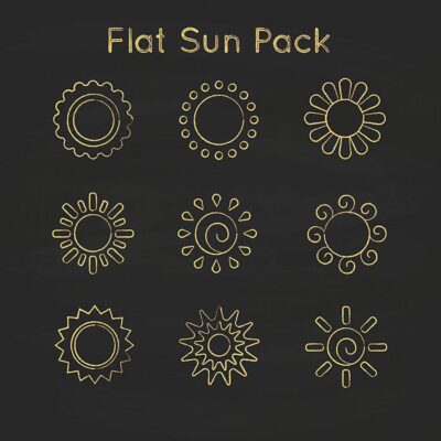 طرح وکتور نقاشی خطی خورشید