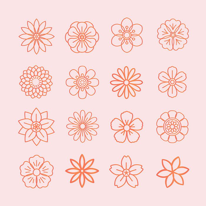 floral pattern floral icons 1 فصل ها-درخت-بهار-تابستان-پاییز-زمستان-برگ-گیاه-برف-گل-وکتور-تصویر