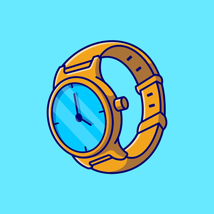 gold watch cartoon icon illustration fashion object concept isolated flat cartoon style 1