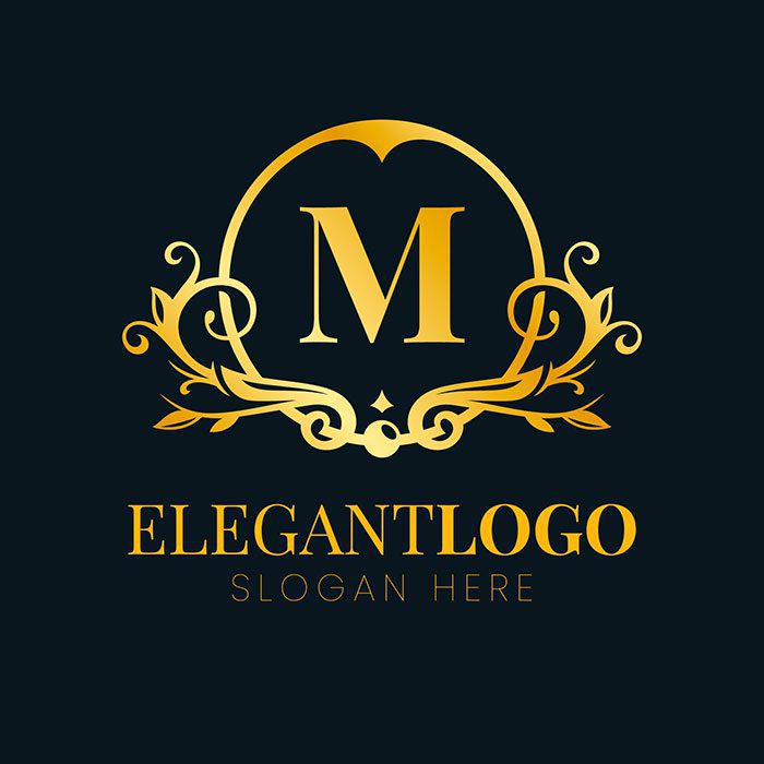 golden elegant logo flat design 1 خطی-تخت-بستنی-برچسب-مجموعه_3