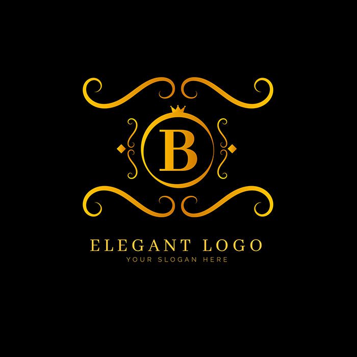 golden elegant logo flat design 2 1 وکتور-طراحی-المان های گرافیکی-گل-دستی