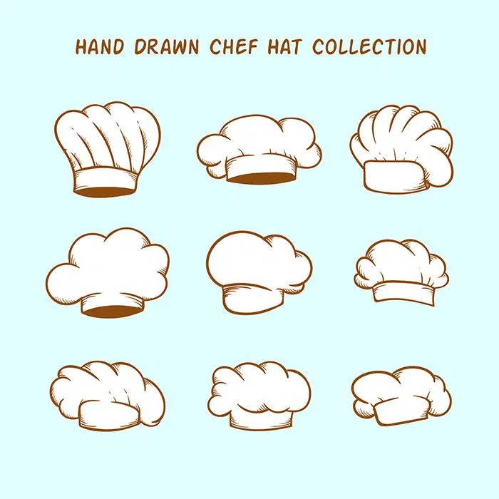 hand drawn chef hat pack 1 بسته کلاه سرآشپز دستی