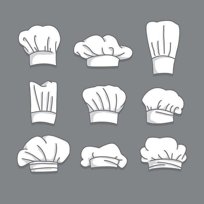 hand drawn collection nine chef hats 1