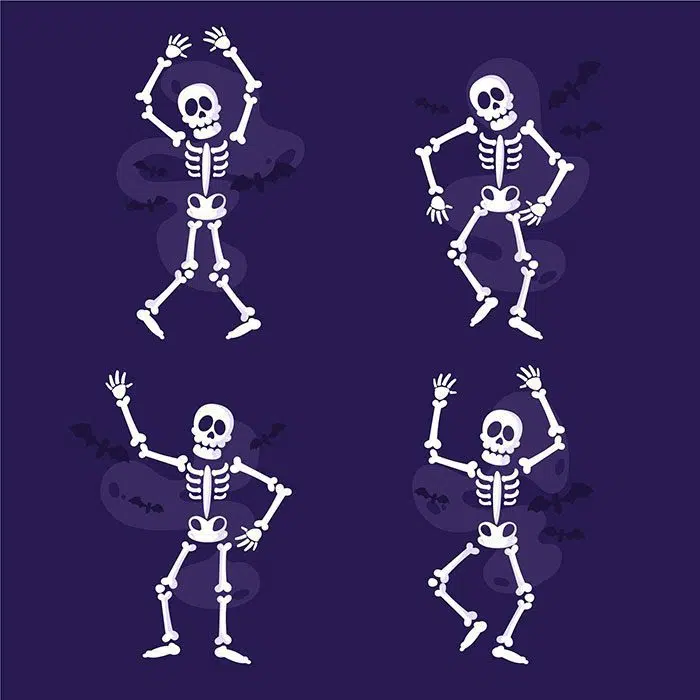 hand drawn flat skeletons collection 1 ایزوله-دو-ورق-کاغذ-با-سایه