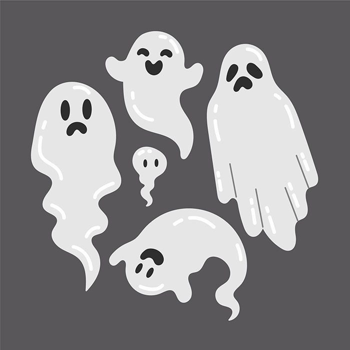 hand drawn halloween ghost collection 1 طرح سنگدان مرغ