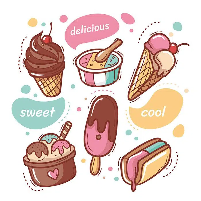 طرح وکتور و عکس بستنی های کلیپ آرت 1 hand drawn ice cream collection 1 مجموعه بستنی های دستی