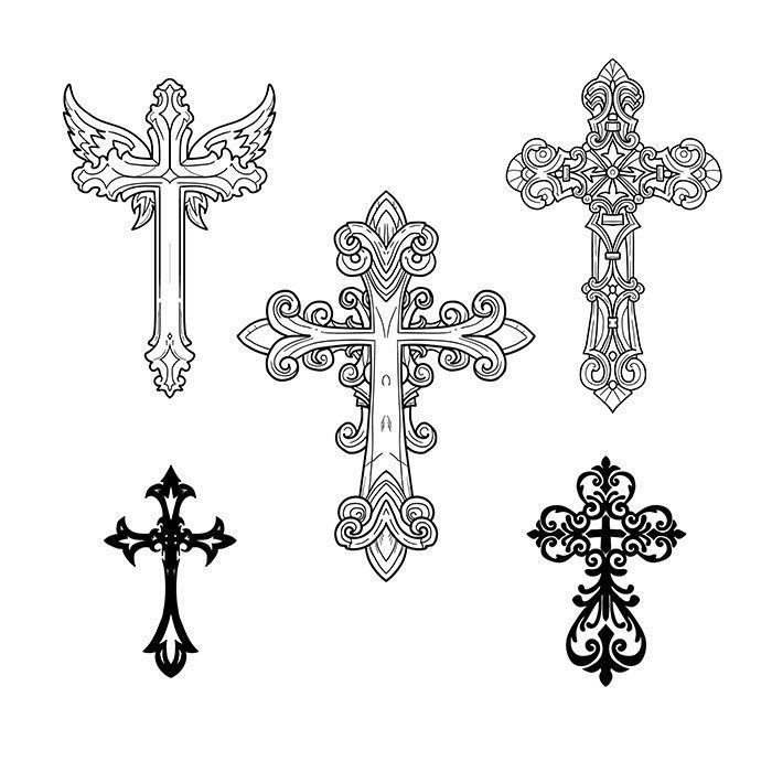 hand drawn ornamental cross 1 برگ-doodle-ژورنال-استیکر-طراحی-المان-بردار
