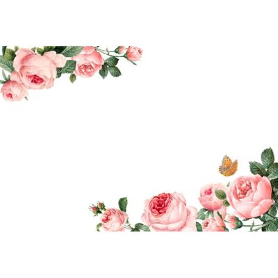 طرح وکتور پس زیمنه با گل صورتی و قاب با فضای خالی