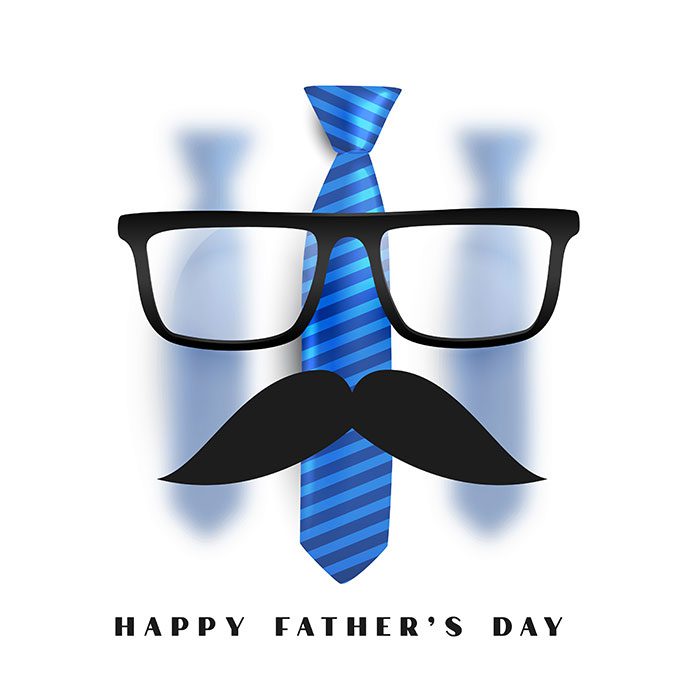 happy fathers day card with glasses mustache tie 1 وکتور